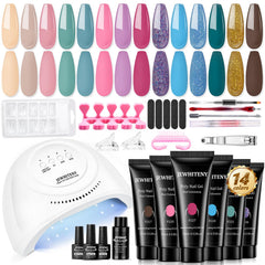 JEWHITENY poly gel nail kit 14 colors color swatches for versatile fashion looks.