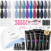 JEWHITENY poly nail gel kit with 14 colors shown for easy at-home nail design