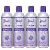 Jhirmack champú plata brillando en botella, ideal para neutralizar tonos amarillos.