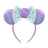 Diadema JIAHANG con orejas de ratón sirena y lazo de lentejuelas para fiestas