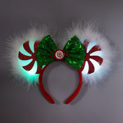 Diadema JIAHANG con orejas de ratón LED para fiestas navideñas brillantes