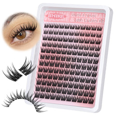 Pestañas agrupadas naturales de JIMIRE, enfoque delicadas 9-12 mm para una mirada suave y voluminosa.