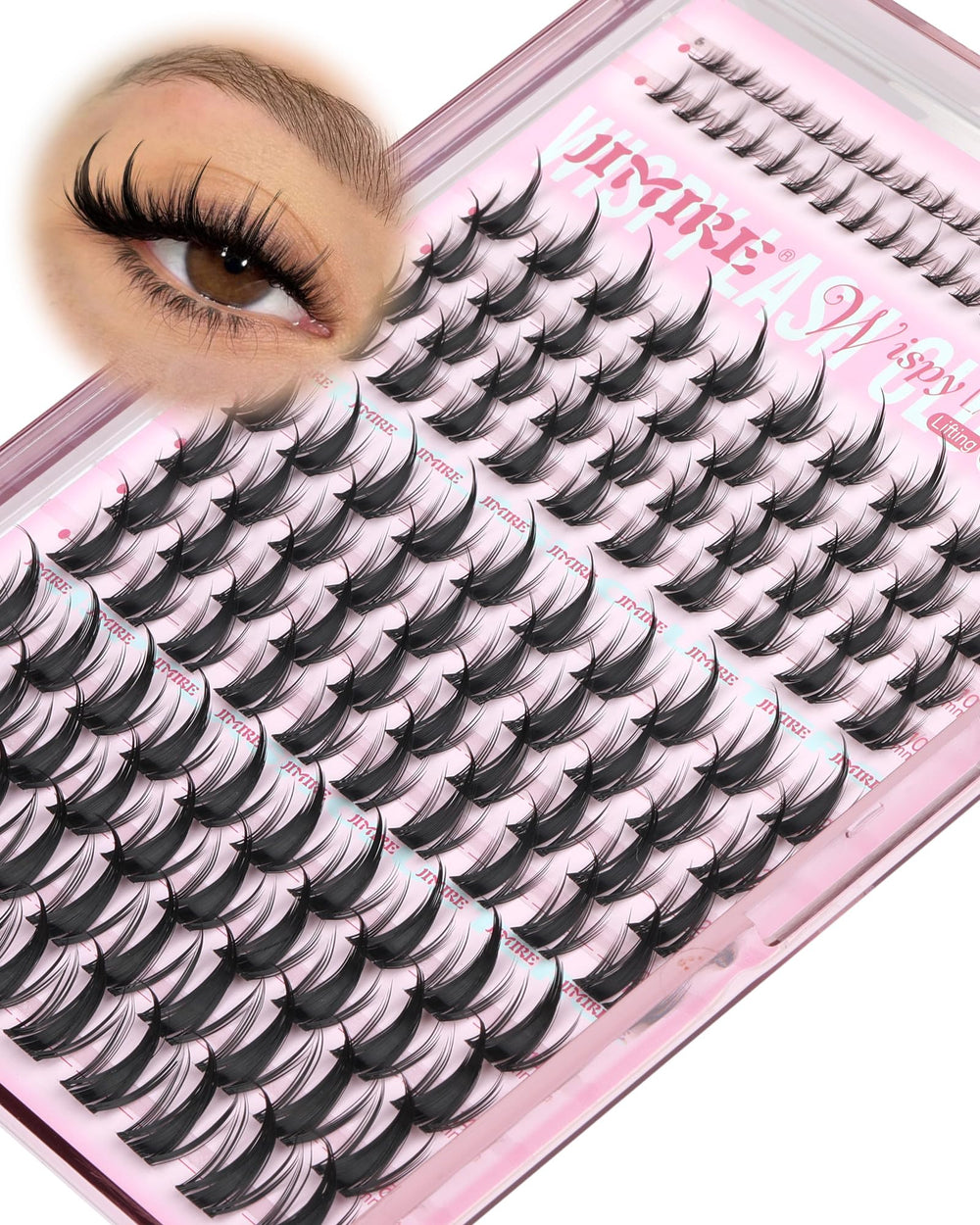 Jimire Manga Lash Clusters con base ligera y ondulada para uso diario.
