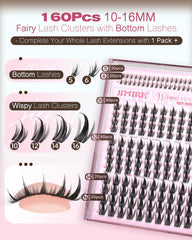 Jimire Manga Lash Clusters en longitudes 10–16 mm para estilos personalizables.
