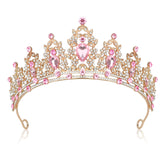 Jiomulig tiara rosa con cristales, ideal para eventos y lucir radiante.