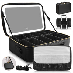 La bolsa JJhxr con espejo LED, ideal para viajar y mantener orden cosméticos.