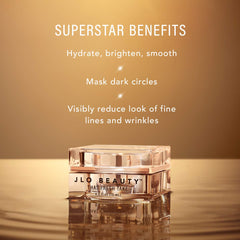 Crema de ojos JLO BEAUTY que ilumina la mirada y suaviza sombras.
