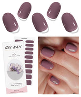 Pegatinas gel uñas crema morada semicuradas de JMEOWIO para acabado profesional en minutos.