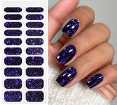 Pegatinas de gel JMEOWIO moradas oscuras semicuradas para uñas elegantes