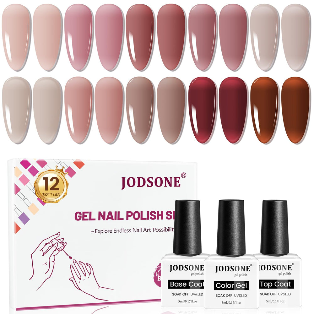 El set de gel jelly de JODSONE con 12 piezas para uñas en casa.