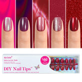 Ongles collants à effet œil de chat rouge Jofay Fashion, look salon rapide.