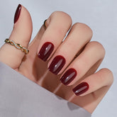 Jofay Fashion, uñas postizas cortas rojas con borde cuadrado, acabado natural