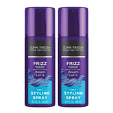 John Frieda Dream Curls spray: aplicación diaria para rizos definidos y brillantes.