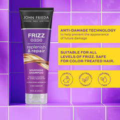 John Frieda Frizz Ease Replenish & Repair: textura cremosa en la mano, suaviza y nutre.