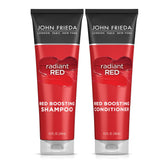 John Frieda Radiant Red shampoo bottle highlighting color protection for vibrant red tones