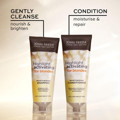 John Frieda Sheer Blonde textura cremosa facilita lavado suave.