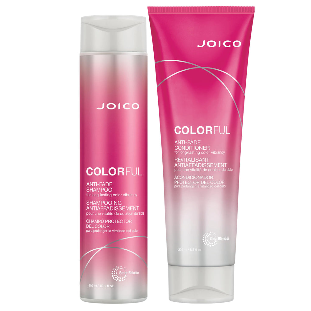 Joico Colorful Anti-Fade champú frente a la botella, protege el color y limpia suavemente