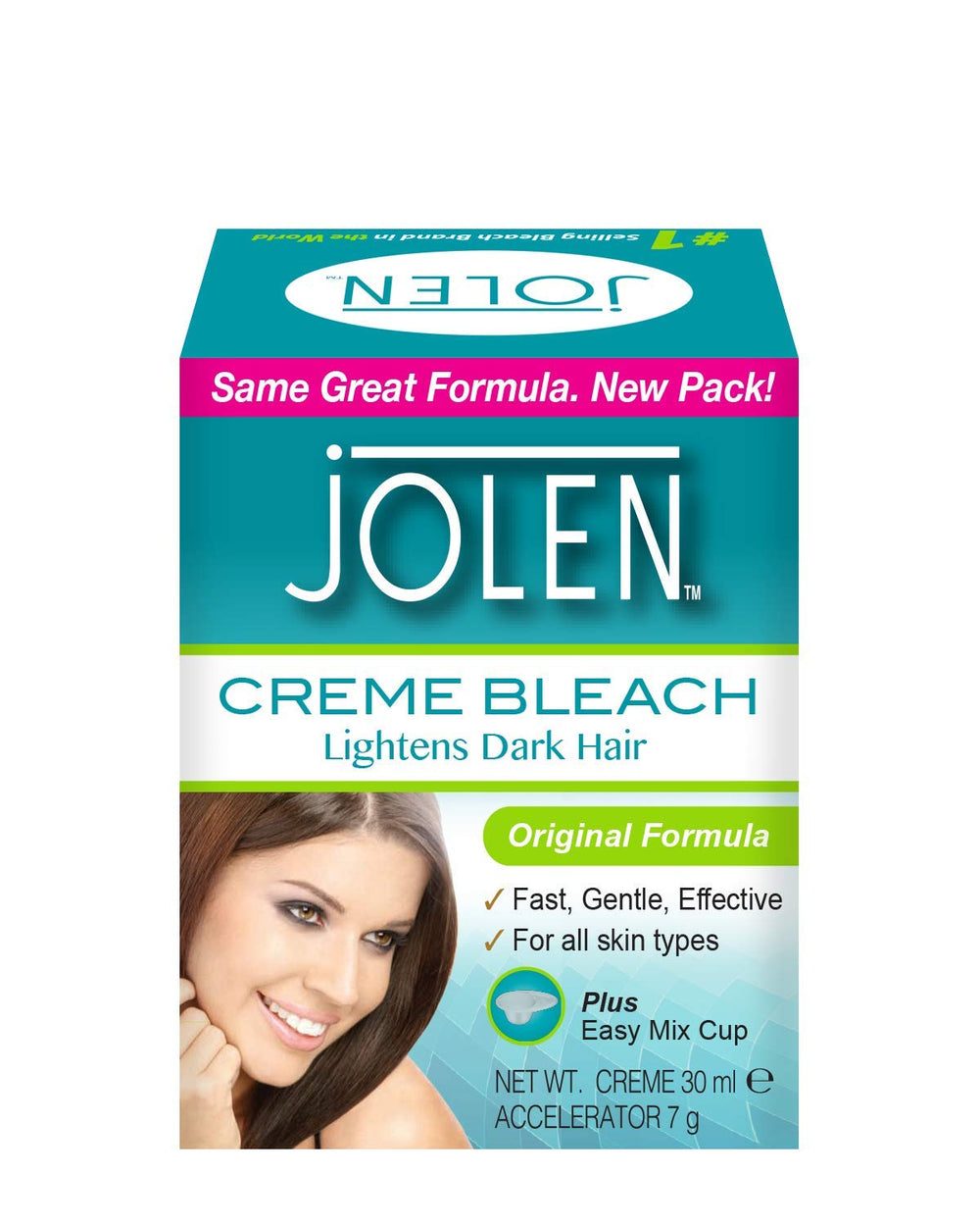 Jolen crema blanqueadora, envase de 30 ml para uso práctico