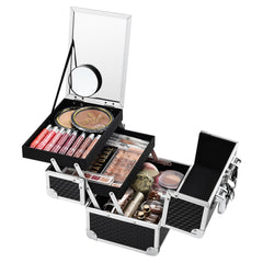 Joligrace caja de maquillaje exterior negra, ideal para viaje compacto