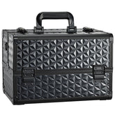 Joligrace maletín de maquillaje con estilo diamante negro ideal para transporte elegante