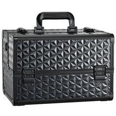 Joligrace maletín de maquillaje con estilo diamante negro ideal para transporte elegante