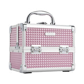 Joligrace maletín maquillaje portátil rosa, protege cosméticos durante el viaje.