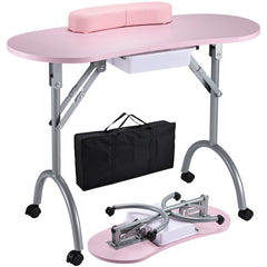 Joligrace mesa uñas plegable con cajón, escritorio estable para manicuras