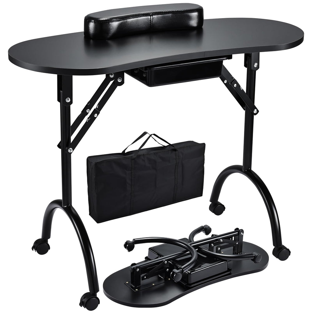 Table Joligrace, manucure pliable avec roulettes, mobilité facilitée.