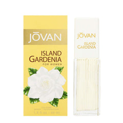 Jovan Island Gardenia: botella frontal con aroma fresco para uso diario.