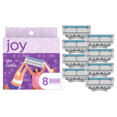 JOY refills 5 cuchillas para un afeitado cercano y suave.
