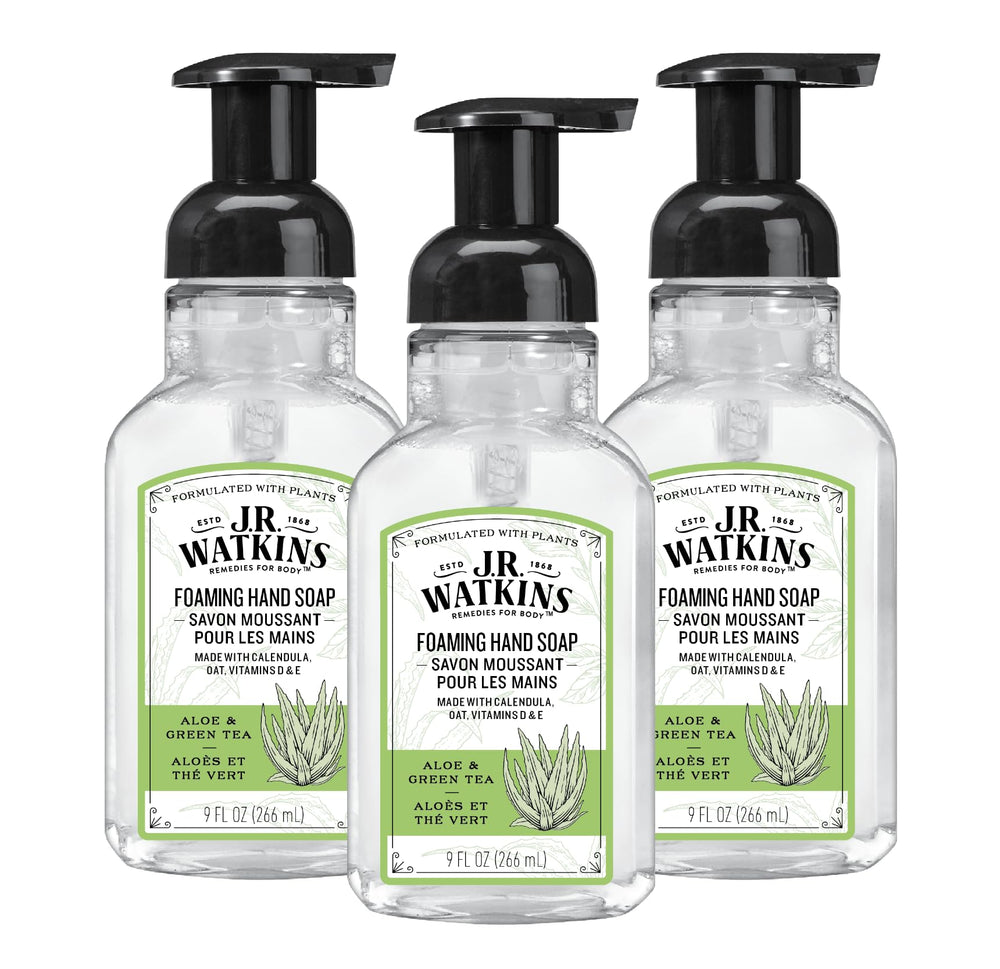 J.R. Watkins jabón de manos espuma con dispensador, textura suave para piel sensible.
