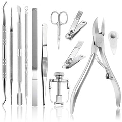JTIEO set pedicura profesional de 12 piezas para cuidado de uñas con precisión.