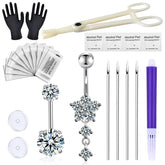 Judero kit de piercing ombligo 16 piezas, conjunto para perforaciones caseras seguras.