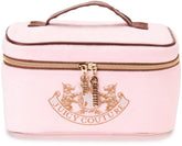 Estuche de maquillaje Juicy Couture rosa velour listo para viajar y mantener todo organizado.