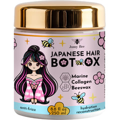 Jumybee BTX Hair Mask jar reveals rich formula for deep repair and shine.