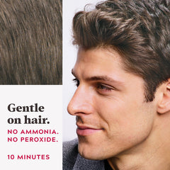 Just for Men Easy Comb-In Color mostrando cobertura de canas en distintas áreas.