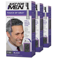 Just for Men Hair Color Touch of Gray en empaque práctico para tres usos.