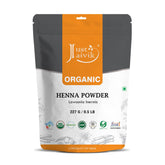 Just Jaivik Henna Polvo ofrece color natural sin químicos para el cabello.