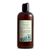 Just Nutritive Shampoing, bouteille ouverte — texture riche pour nourrir le cuir chevelu.