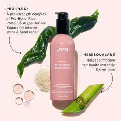 JVN Revive Bond Gloss – texture lisse et éclat immédiat après utilisation.