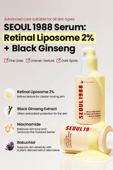 Detalle de retinal liposomal al 2% para suavizar líneas finas.
