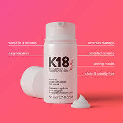 K18 aplicación mascarilla sin enjuague: uso diario para cabello más suave y manejable.