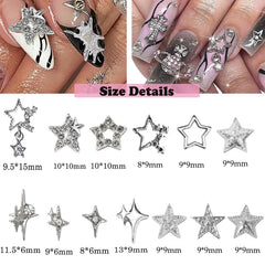 KACHIMOO estrellas de cristal para uñas con destellos brillantes.