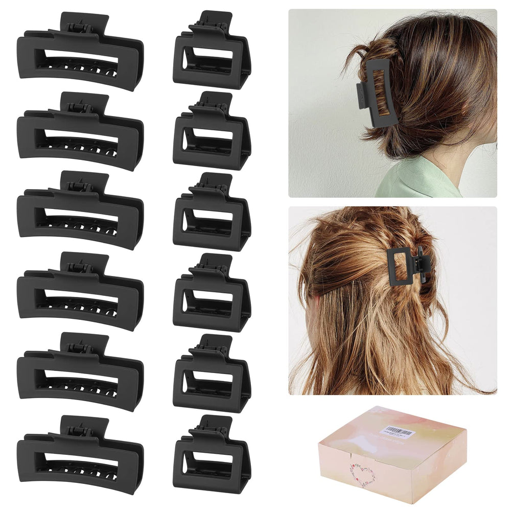 Kacmagic pinza rectángulo grande negro, sujeción firme para cabello grueso durante el día