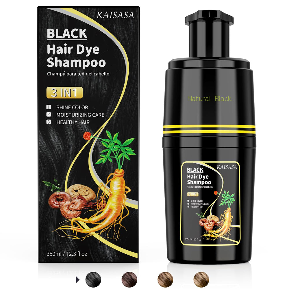 KAISASA champú tintura negro cubre canas para un color duradero.