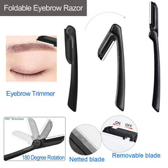 KAJUDA afilador plegable para cejas: hoja micro-serrada para vellos finos.