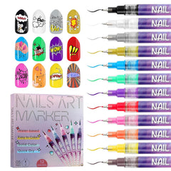 Kalolary set de 12 colores para uñas con puntas finas.