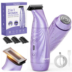 Kapopop 2 en 1 bikini-trimmer con cabezal dual para afeitado suave en zonas sensibles.