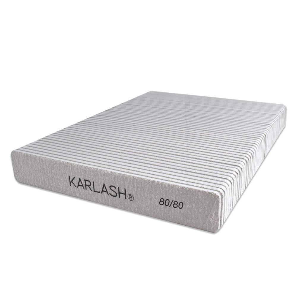 Lima Karlash doble cara, patrón de cebra, ideal para limar uñas naturales o artificiales con precisión.