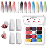 Karroy esponja para ombré con paleta de 12 colores, facilita degradados elegantes.